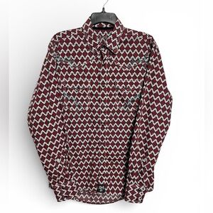 Wrangler Rock 47 Red and White Geometric western button down Shirt